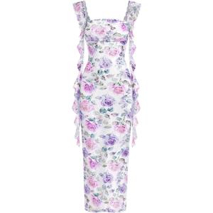 PRETTYGARDEN Womens Spring Formal Dress 2026 Summer Elegant Sleeveless Floral Lace Cocktail Wedding Guest Maxi Long Dresses(Floral Purple)