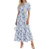 Floral White Blue