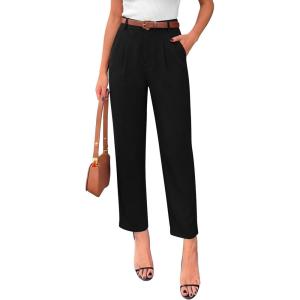 PRETTYGARDEN Womens Dress Pants Summer 2026 Work Clothes Tapered High Waisted Trousers Slacks Pockets Business Casual Outfits(Black)