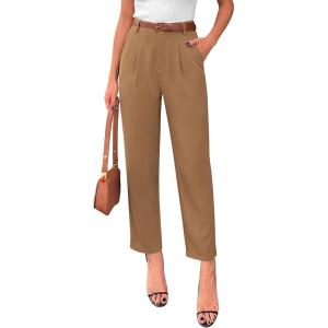 PRETTYGARDEN Womens Dress Pants Summer 2026 Work Clothes Tapered High Waisted Trousers Slacks Pockets Business Casual Outfits(Khaki)