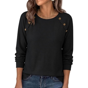 PRETTYGARDEN Long Sleeve Shirts for Women Waffle Knit Tops Fall Fashion 2026 Dressy Casual Loose Tunic Blouse Winter Clothing(Black)