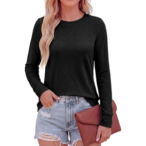 PRETTYGARDEN Long Sleeve Tshirts Shirts for Women Clothing Fall Fashion 2026 Basic Tees Casual Blouses Crew Neck Winter Tops(Black)