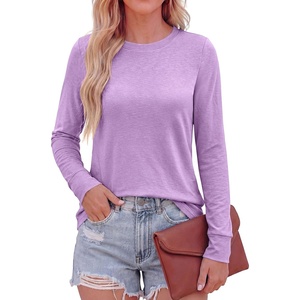 PRETTYGARDEN Long Sleeve Tshirts Shirts for Women Clothing Fall Fashion 2026 Basic Tees Casual Blouses Crew Neck Winter Tops(Purple)