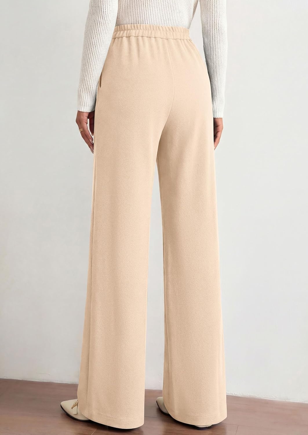 image:imagePRETTYGARDEN Palazzo Pants for Women 2026 Spring Dressy High Waisted Wide Leg Work Pants Fall Casual Flowy Lounge TrousersBeige