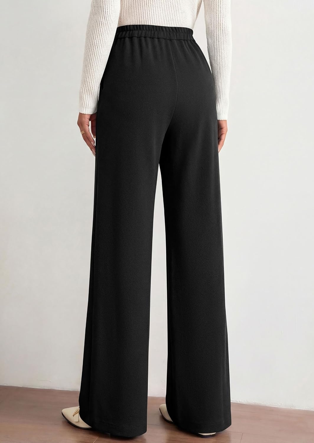 image:imagePRETTYGARDEN Palazzo Pants for Women 2026 Spring Dressy High Waisted Wide Leg Work Pants Fall Casual Flowy Lounge TrousersBlack