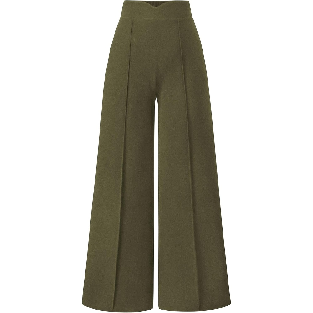 image:imagePRETTYGARDEN Palazzo Pants for Women 2026 Spring Dressy High Waisted Wide Leg Work Pants Fall Casual Flowy Lounge TrousersArmy Green