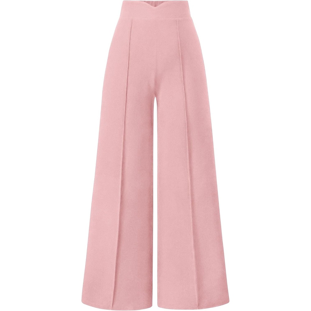 image:imagePRETTYGARDEN Palazzo Pants for Women 2026 Spring Dressy High Waisted Wide Leg Work Pants Fall Casual Flowy Lounge TrousersPink