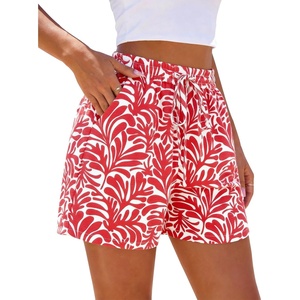 PRETTYGARDEN Elastic Waist Summer Shorts for Women Trendy 2026 Gingham Cute Pajama Bottoms Plaid Y2K Beach Vacation Clothes(Red Leaves)