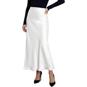 PRETTYGARDEN Women’s 2026 Fall Fashion Maxi Long Skirts Trendy Silk Satin High Waisted A Line Mermaid Business Casual Outfits(White)