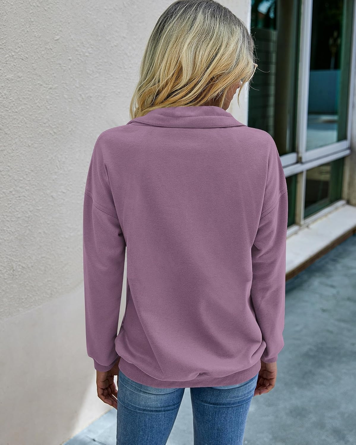 image:imagePRETTYGARDEN Womens Casual Long Sleeve Lapel Zipper Sweatshirt Drawstring Loose Pullover TopsLight Purple