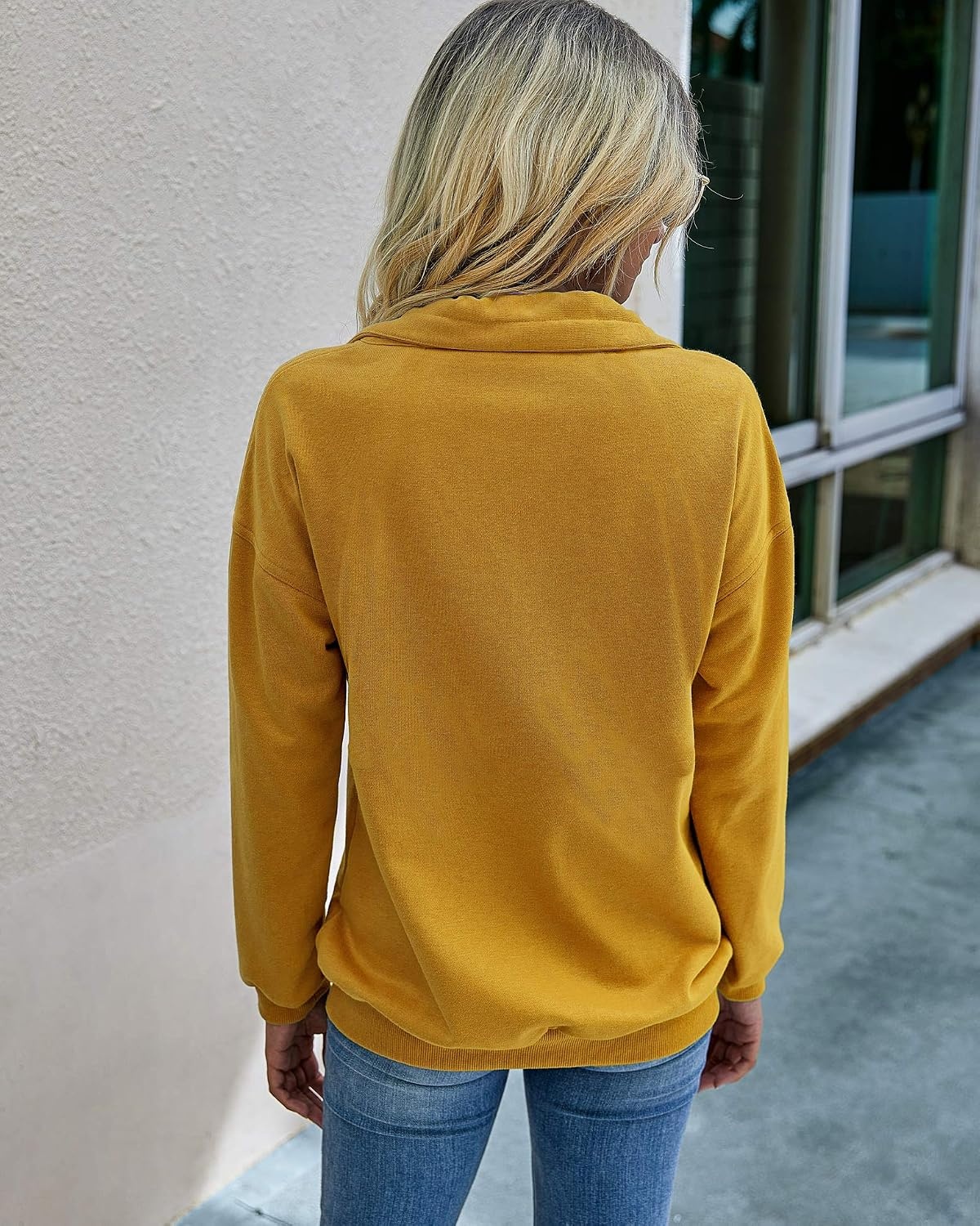 image:imagePRETTYGARDEN Womens Casual Long Sleeve Lapel Zipper Sweatshirt Drawstring Loose Pullover TopsYellow
