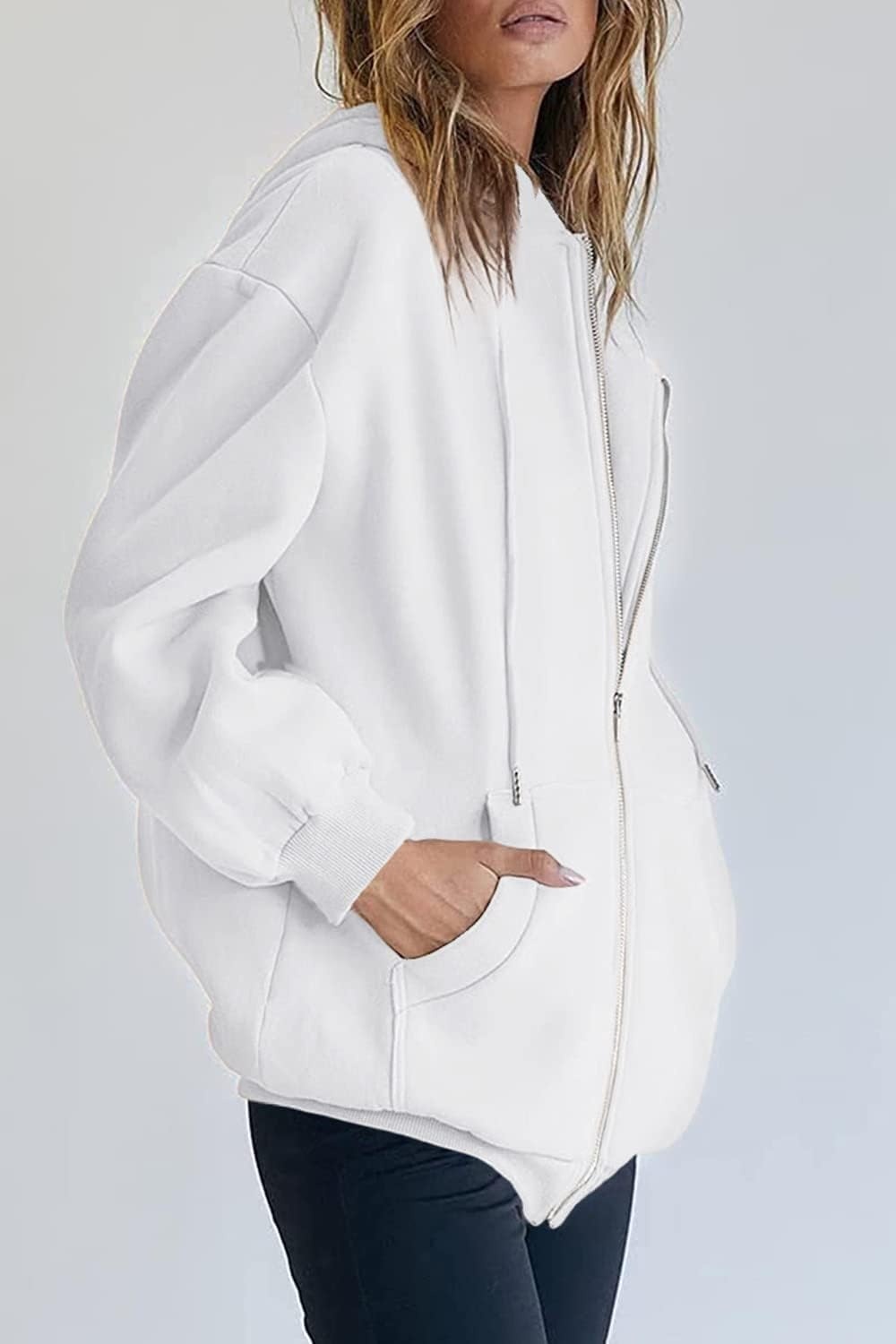 image:imagePRETTYGARDEN Womens 2026 Spring Zip Up Y2K Hoodies Casual Long Sleeve Sweatshirts Fall Winter Track Jackets with PocketsWhite