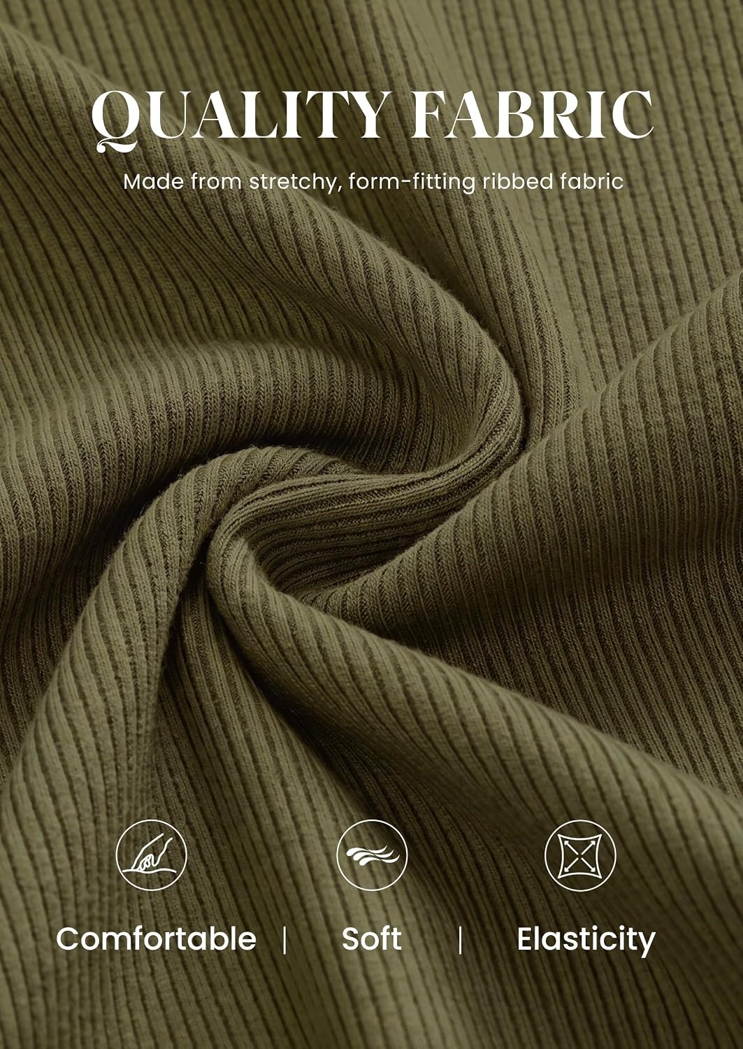 image:imagePRETTYGARDEN Womens Bell Long Sleeve Shirts Going Out Tops Soft Stretchy Ribbed Knit Square Neck Slim Fit Y2K Clothes Trendy Side Ruched Layering Tee for Casual Fall amp Winter WearArmy Green