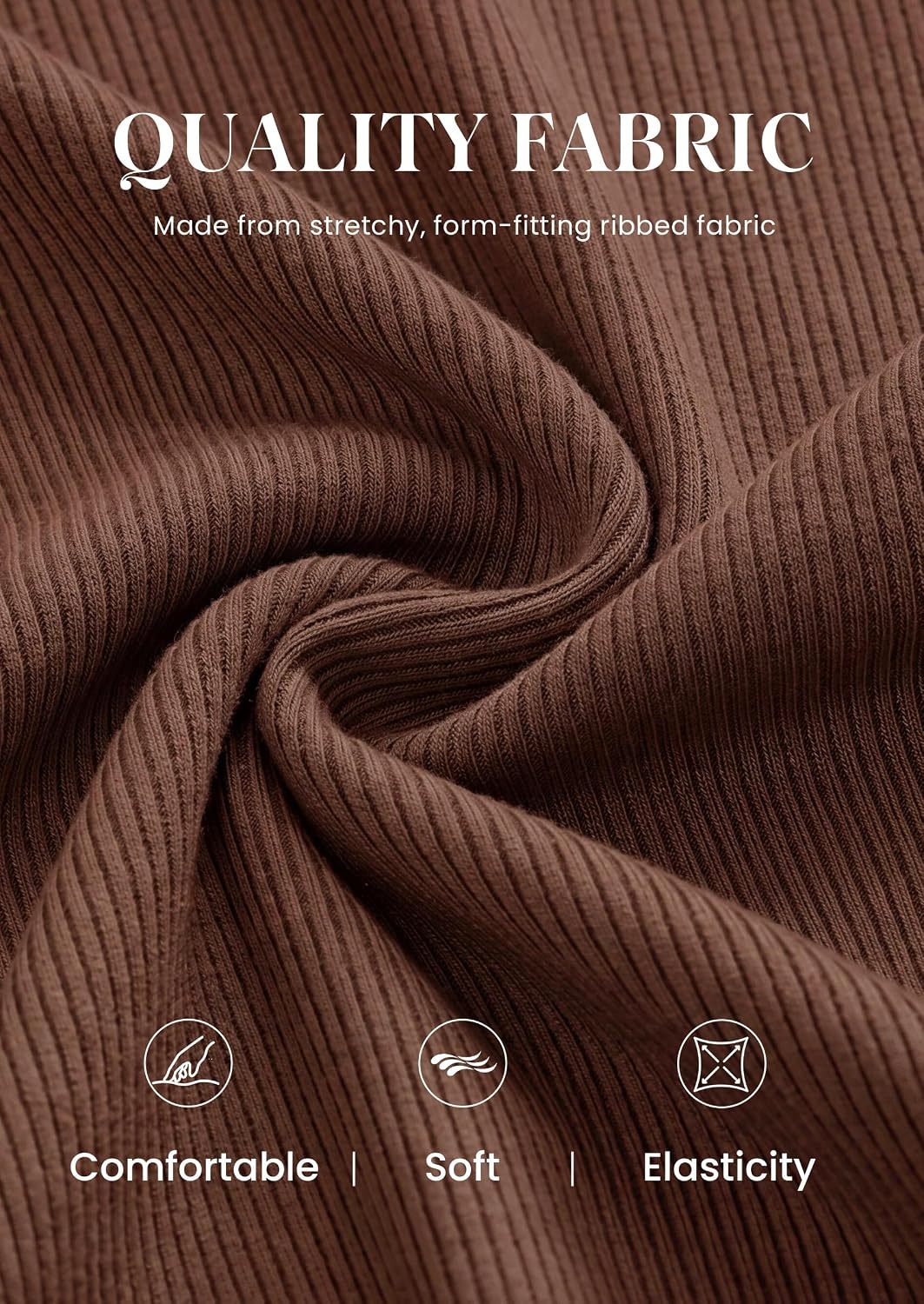 image:imagePRETTYGARDEN Womens Bell Long Sleeve Shirts Going Out Tops Soft Stretchy Ribbed Knit Square Neck Slim Fit Y2K Clothes Trendy Side Ruched Layering Tee for Casual Fall amp Winter WearBrown
