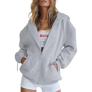 PRETTYGARDEN Women’s 2026 Spring Zip Up Y2K Hoodies Casual Long Sleeve Sweatshirts Fall Winter Track Jackets with Pockets(Grey)
