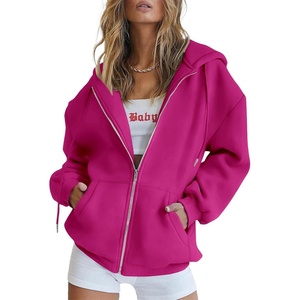 PRETTYGARDEN Women’s 2026 Spring Zip Up Y2K Hoodies Casual Long Sleeve Sweatshirts Fall Winter Track Jackets with Pockets(Rose Red)