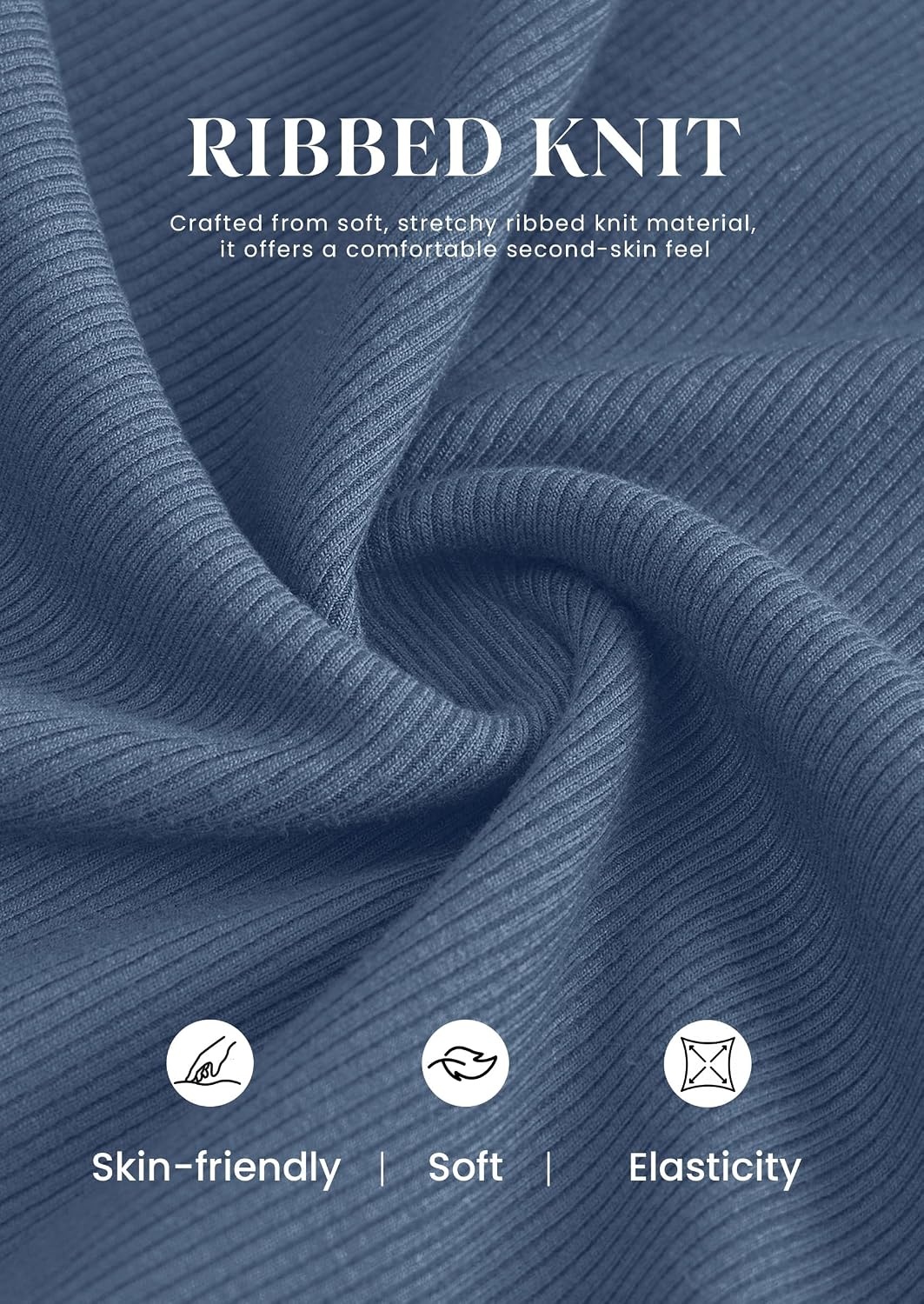 image:imagePRETTYGARDEN Womens Long Bell Sleeve Mock Neck Ribbed Tops Soft Flare Sleeve Ruched Waist Slim Fit Shirts Mock Turtleneck Blouses Dressy Casual Fall Y2K Going Out amp Work ClothesGrey Blue