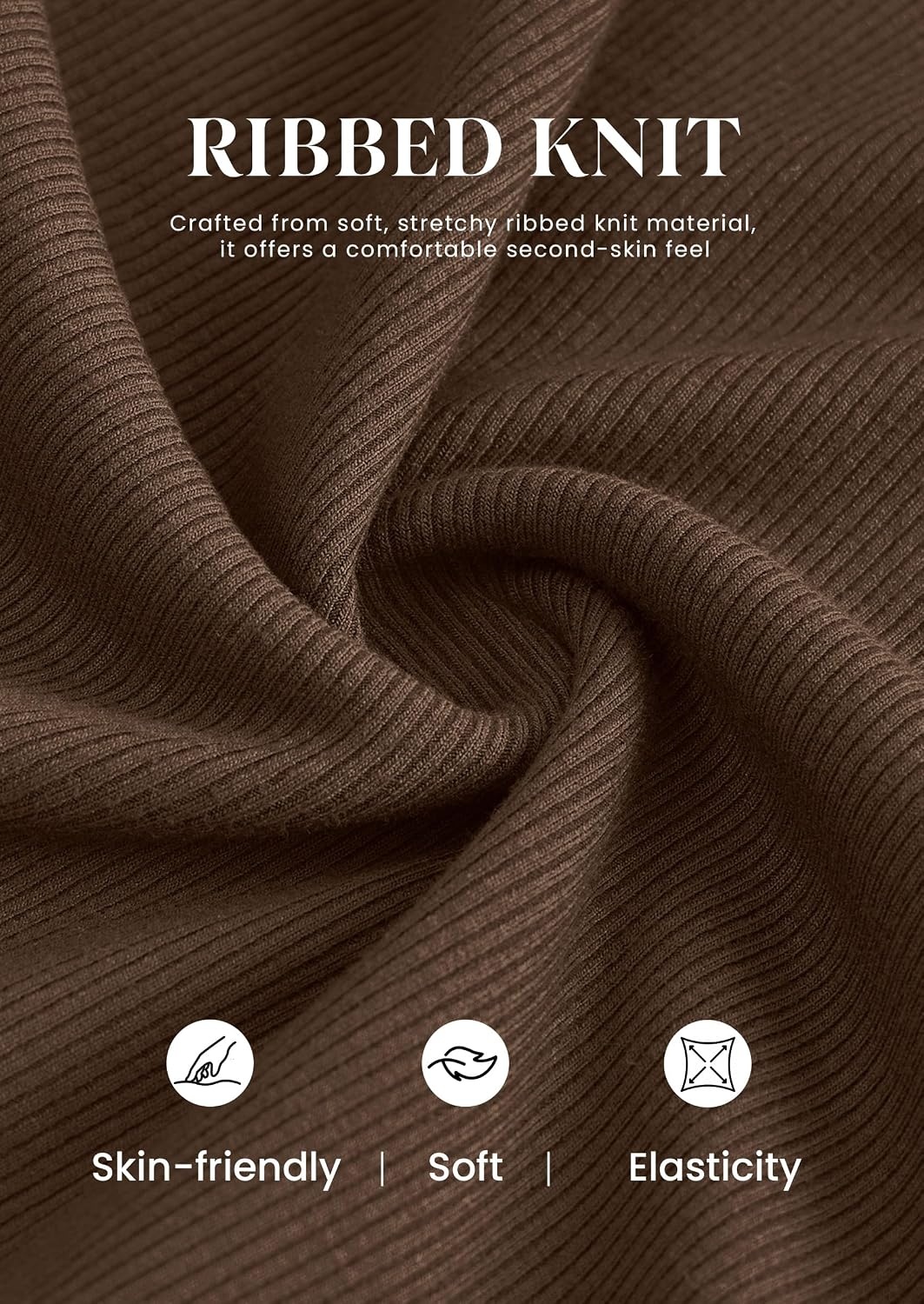 image:imagePRETTYGARDEN Womens Long Bell Sleeve Mock Neck Ribbed Tops Soft Flare Sleeve Ruched Waist Slim Fit Shirts Mock Turtleneck Blouses Dressy Casual Fall Y2K Going Out amp Work ClothesBrown