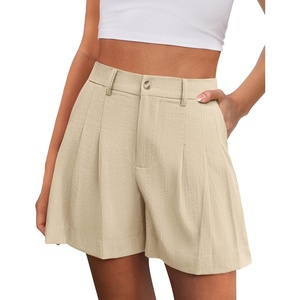 PRETTYGARDEN Womens Shorts Casual 2026 Summer Elastic High Waist Zipper Button Tailored Shorts Pleated Beach Vacation Clothes(Apricot)