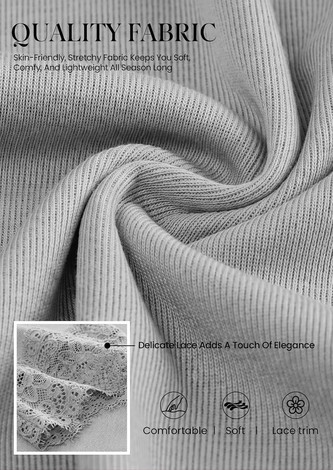 image:imagePRETTYGARDEN Womens Long Sleeve Shirts Cute Lace V Neck Tops Trendy Going Out Crop Top Sexy Stretchy Fitted Blouses 2026 Fall Clothes Lightweight Winter Undershirts Tees Base LayerGrey