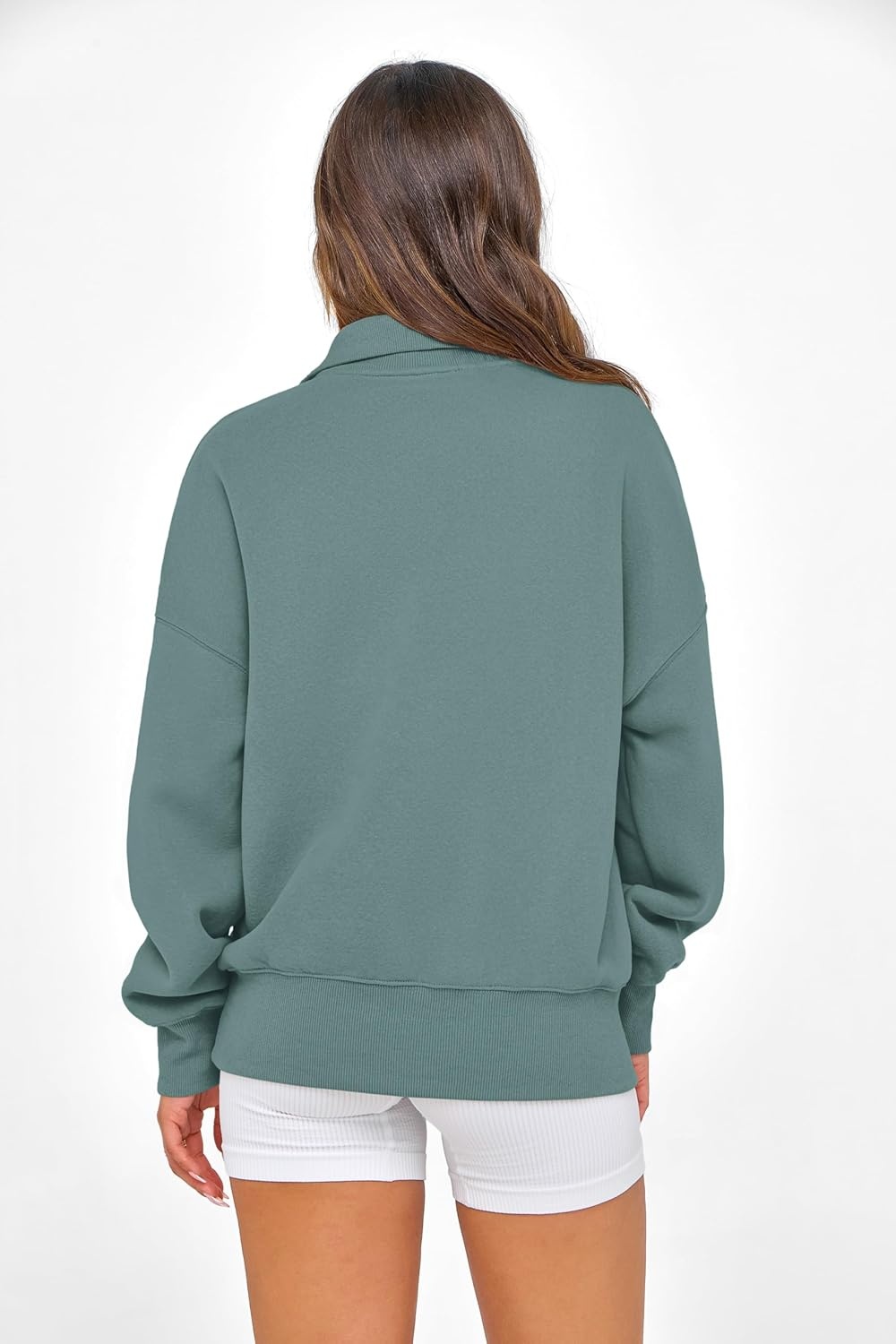 image:imagePRETTYGARDEN Womens Half Zip Oversized Sweatshirts Fleece Hoodies 2026 Trendy Long Sleeve Pullover Tops Y2k Fall OutfitsBlue Green