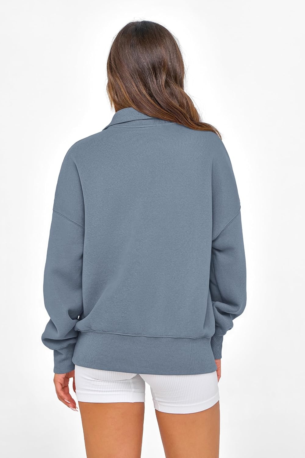 image:imagePRETTYGARDEN Womens Half Zip Oversized Sweatshirts Fleece Hoodies 2026 Trendy Long Sleeve Pullover Tops Y2k Fall OutfitsGrey Blue