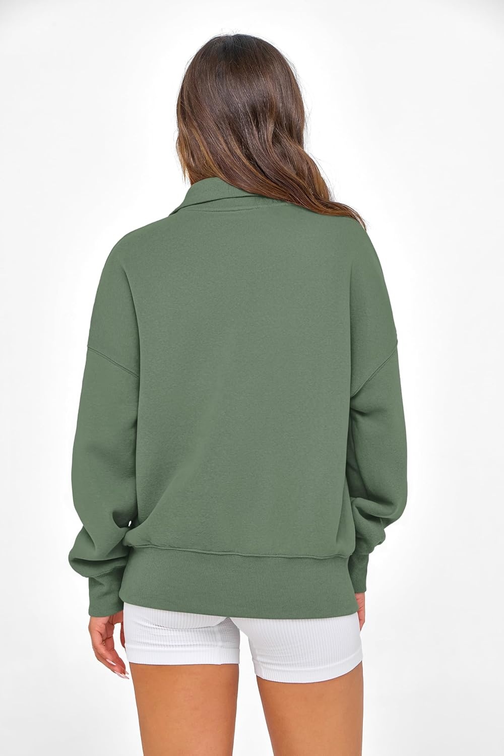 image:imagePRETTYGARDEN Womens Half Zip Oversized Sweatshirts Fleece Hoodies 2026 Trendy Long Sleeve Pullover Tops Y2k Fall OutfitsGrey Green