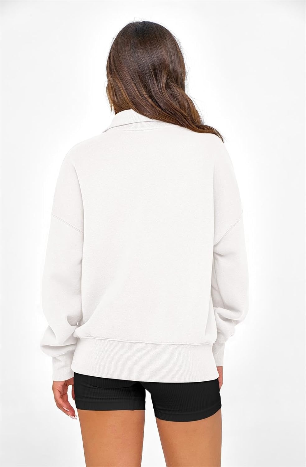 image:imagePRETTYGARDEN Womens Half Zip Oversized Sweatshirts Fleece Hoodies 2026 Trendy Long Sleeve Pullover Tops Y2k Fall OutfitsWhite