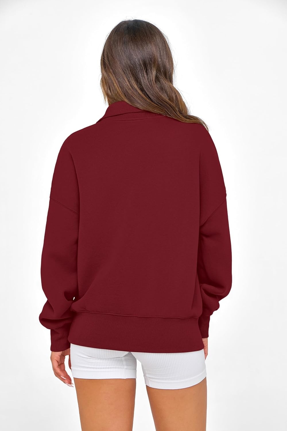 image:imagePRETTYGARDEN Womens Half Zip Oversized Sweatshirts Fleece Hoodies 2026 Trendy Long Sleeve Pullover Tops Y2k Fall OutfitsWine Red