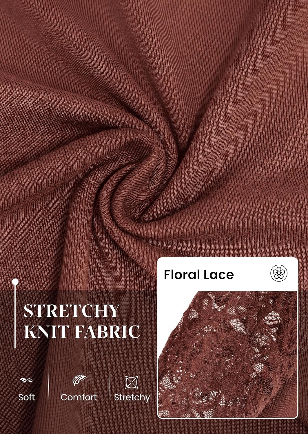 image:imagePRETTYGARDEN Sheer Lace Raglan Long Sleeve Shirts for Women Soft Stretchy KnitSee Through Floral SleevesCrewneck Fitted TshirtsGoing Out TopsNight Out LayerFall Fashion ClothingBrick Red