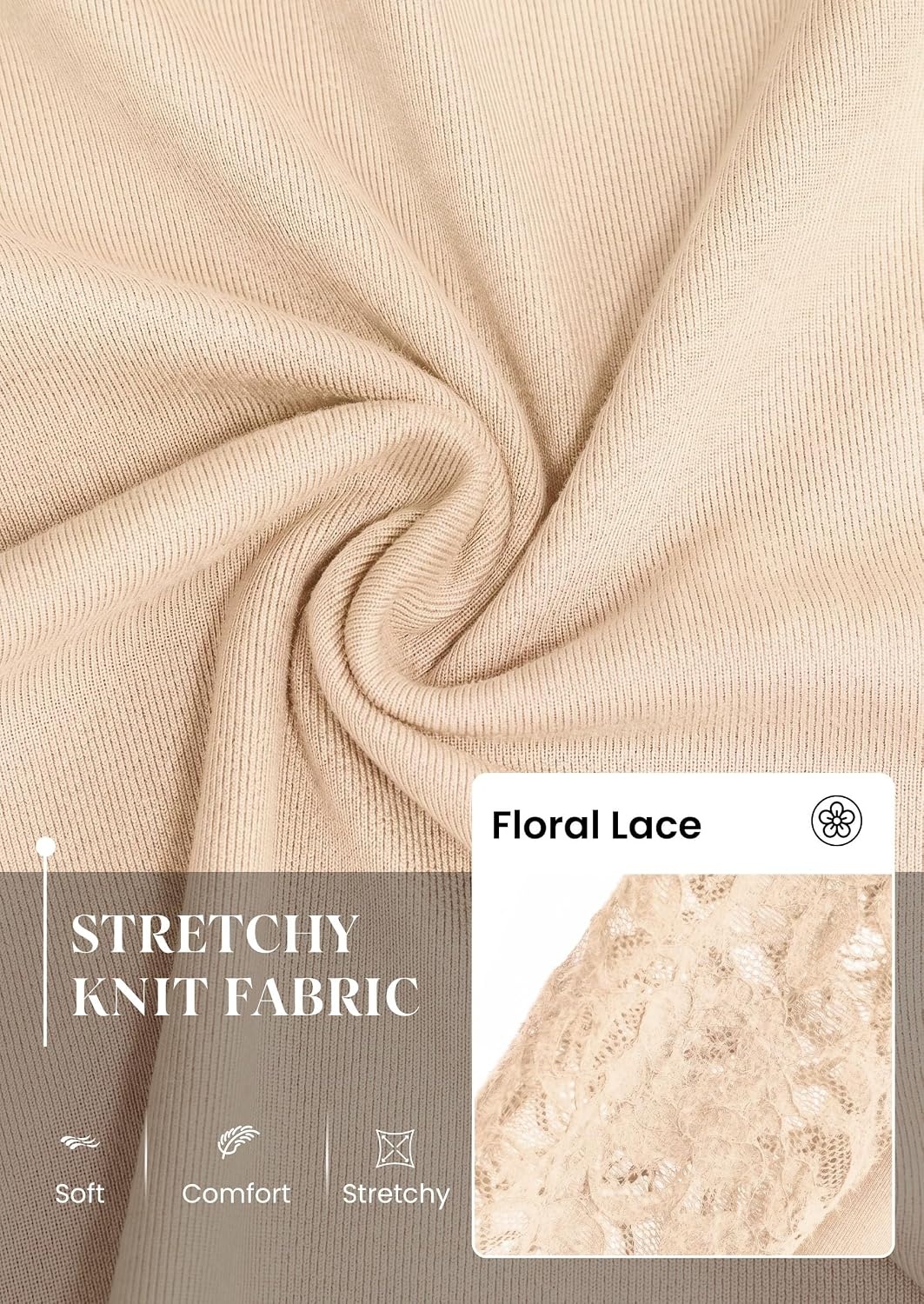 image:imagePRETTYGARDEN Sheer Lace Raglan Long Sleeve Shirts for Women Soft Stretchy KnitSee Through Floral SleevesCrewneck Fitted TshirtsGoing Out TopsNight Out LayerFall Fashion ClothingBeige