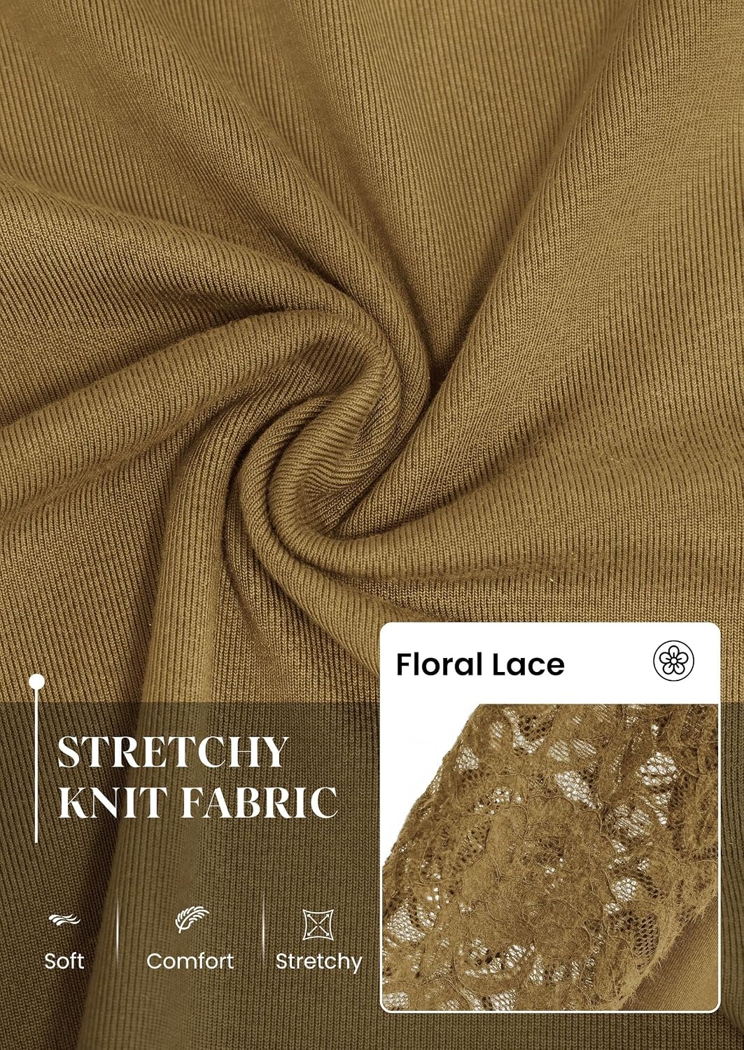 image:imagePRETTYGARDEN Sheer Lace Raglan Long Sleeve Shirts for Women Soft Stretchy KnitSee Through Floral SleevesCrewneck Fitted TshirtsGoing Out TopsNight Out LayerFall Fashion ClothingLight Brown