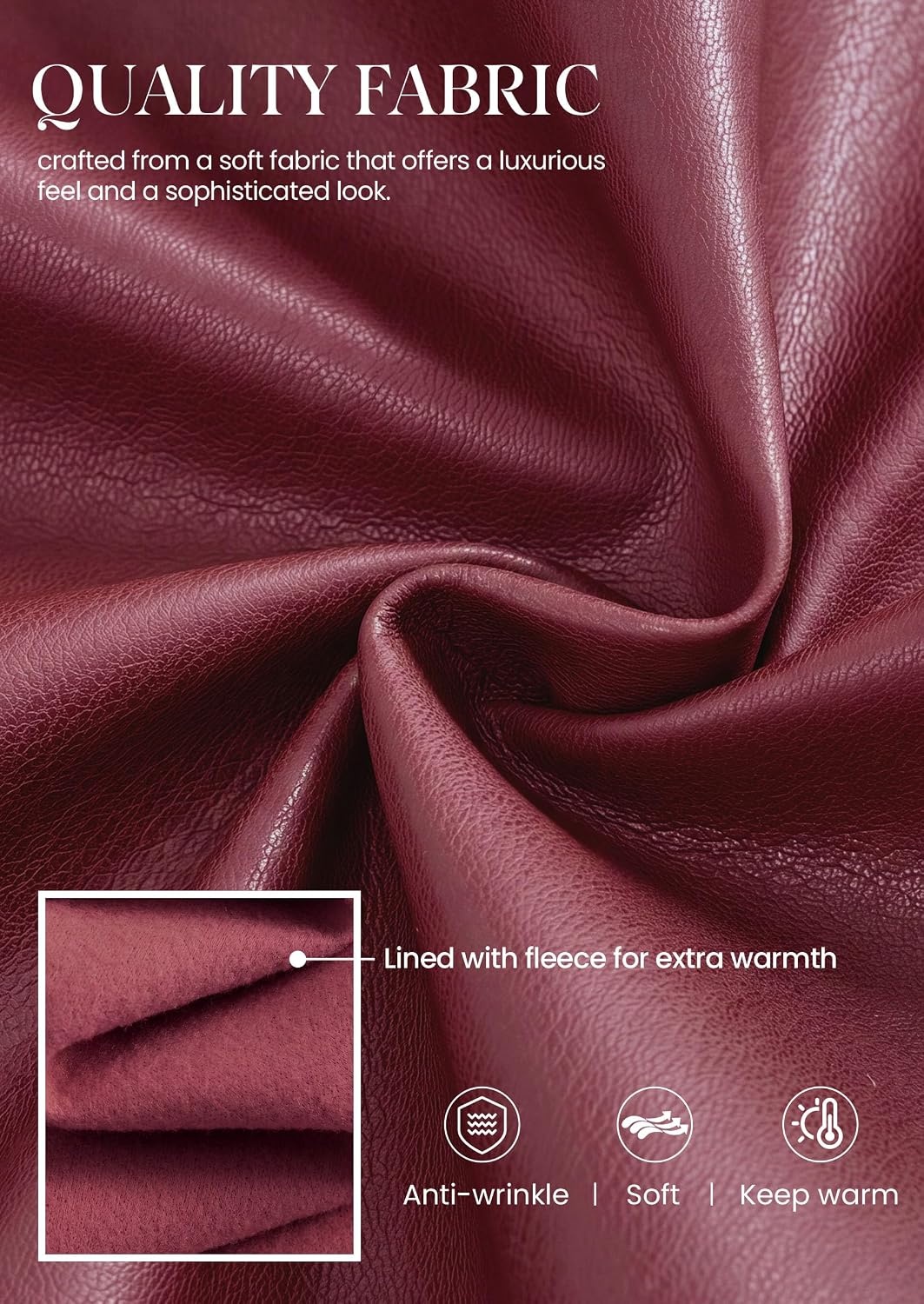 image:imagePRETTYGARDEN Womens Faux Leather High Waisted Midi Skirt Flowy A Line Pleated Skirts Elegant Swing Flared Work Business Casual Outfits Fall Winter Fashion ClothesWine Red