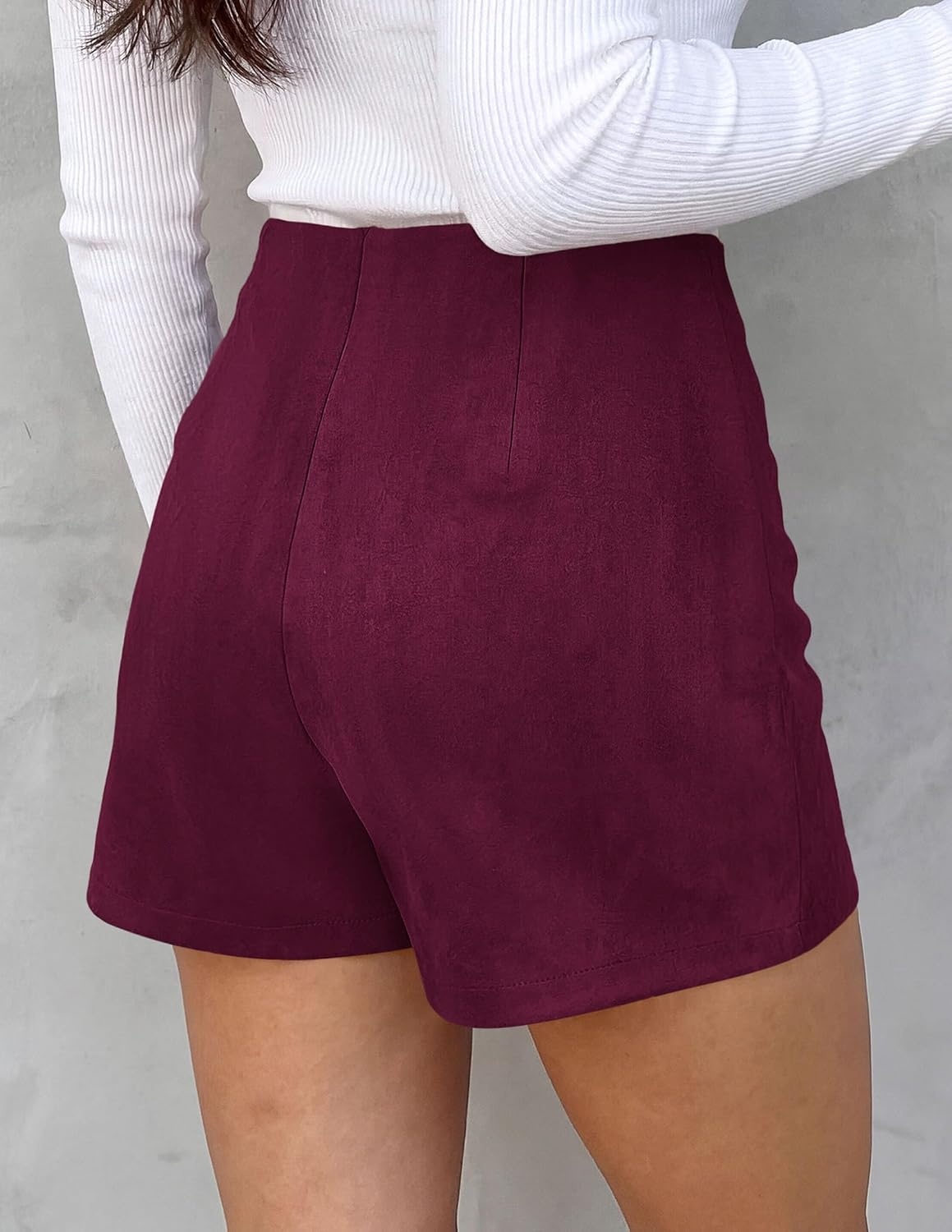image:imagePRETTYGARDEN Womens Fall High Waisted Mini Skirts Soft Knit Faux Suede Asymmetrical Wrap Front Skirt Shorts Cute Y2k Clothes Casual Club Party Outfits Trendy Winter WearWine Red
