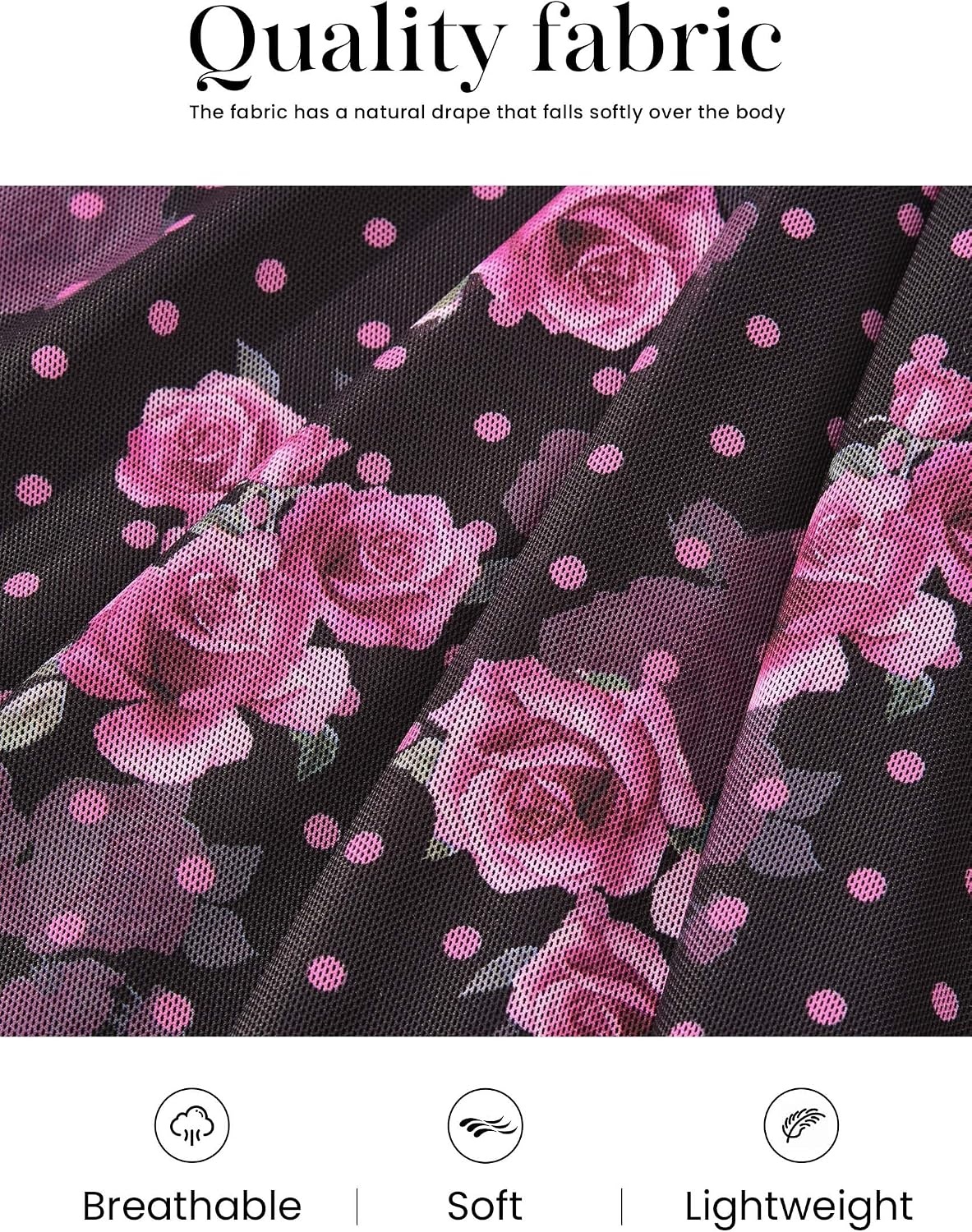 image:imagePRETTYGARDEN Womens Floral Mesh Wrap Top V Neck Long Sleeve Shirts Soft Stretchy Lightweight Lined Slim Fit Ruched Waist Dressy Casual Blouses for Work Daily Going Out Fall ClothesBlack Pink Flower