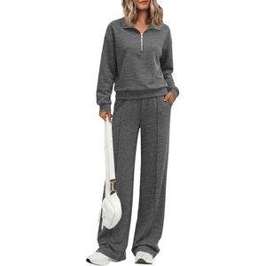 PRETTYGARDEN Women’s Lounge Sets 2 Piece Outfits Sweatsuits | Half Zip Pullover Sweatshirts, Wide Leg Pants Pockets, Matching Workout Tracksuits, Airport Travel Resort Wear, Fall Clothes(Grey)