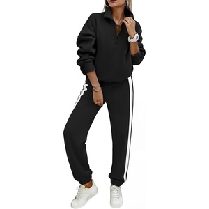 PRETTYGARDEN Womens Sweatsuits 2 Piece Outfits Fall Matching Lounge Sets | Casual Loose, Zip Up Oversized Sweatshirts, High Waist Jogger Tracksuits, Two Piece Sweat Suits, Travel Airport Workout Sets(Black)