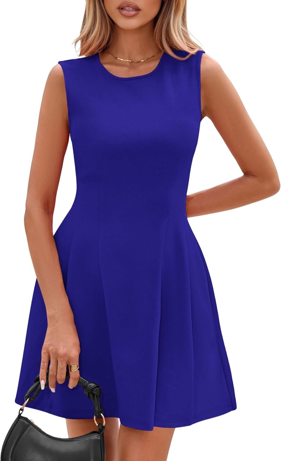 image:imagePRETTYGARDEN Summer A Line Dresses for Women Elegant Classy Sleeveless Tank Top Fit and Flare Graduation Party Dress Business Casual Work Clothes Spring Short Cocktail Date OutfitsBlue