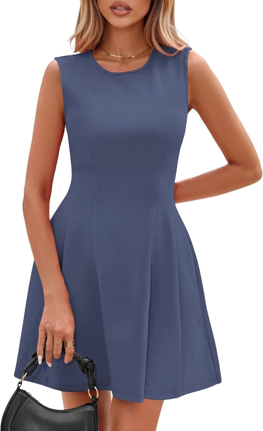 image:imagePRETTYGARDEN Summer A Line Dresses for Women Elegant Classy Sleeveless Tank Top Fit and Flare Graduation Party Dress Business Casual Work Clothes Spring Short Cocktail Date OutfitsDusty Blue