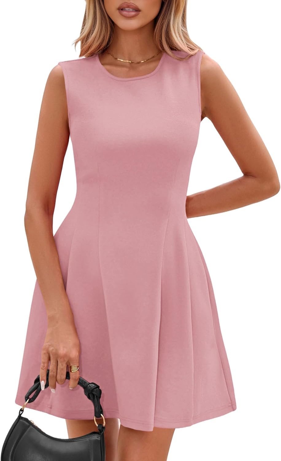 image:imagePRETTYGARDEN Summer A Line Dresses for Women Elegant Classy Sleeveless Tank Top Fit and Flare Graduation Party Dress Business Casual Work Clothes Spring Short Cocktail Date OutfitsDusty Pink