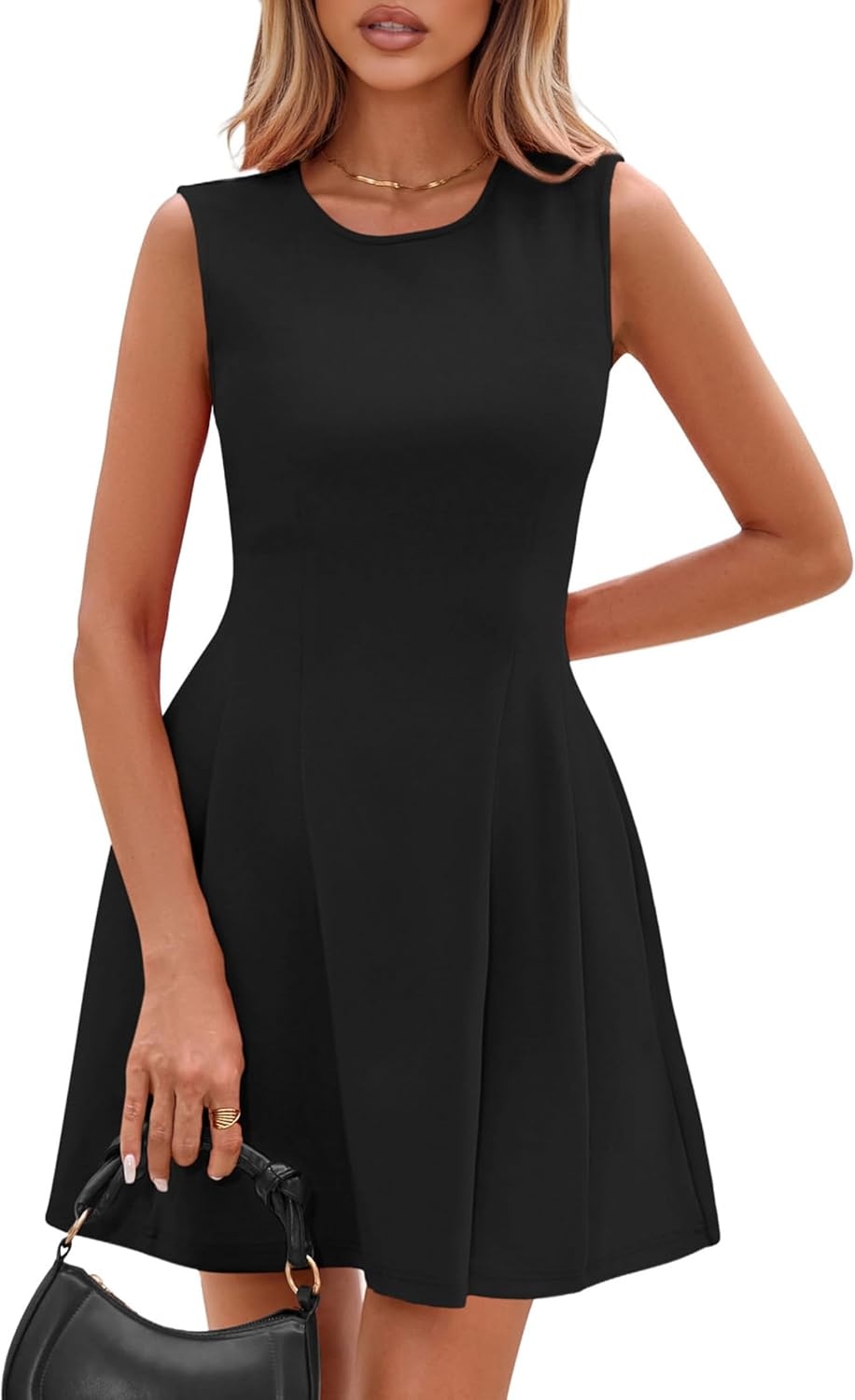 image:imagePRETTYGARDEN Summer A Line Dresses for Women Elegant Classy Sleeveless Tank Top Fit and Flare Graduation Party Dress Business Casual Work Clothes Spring Short Cocktail Date OutfitsBlack