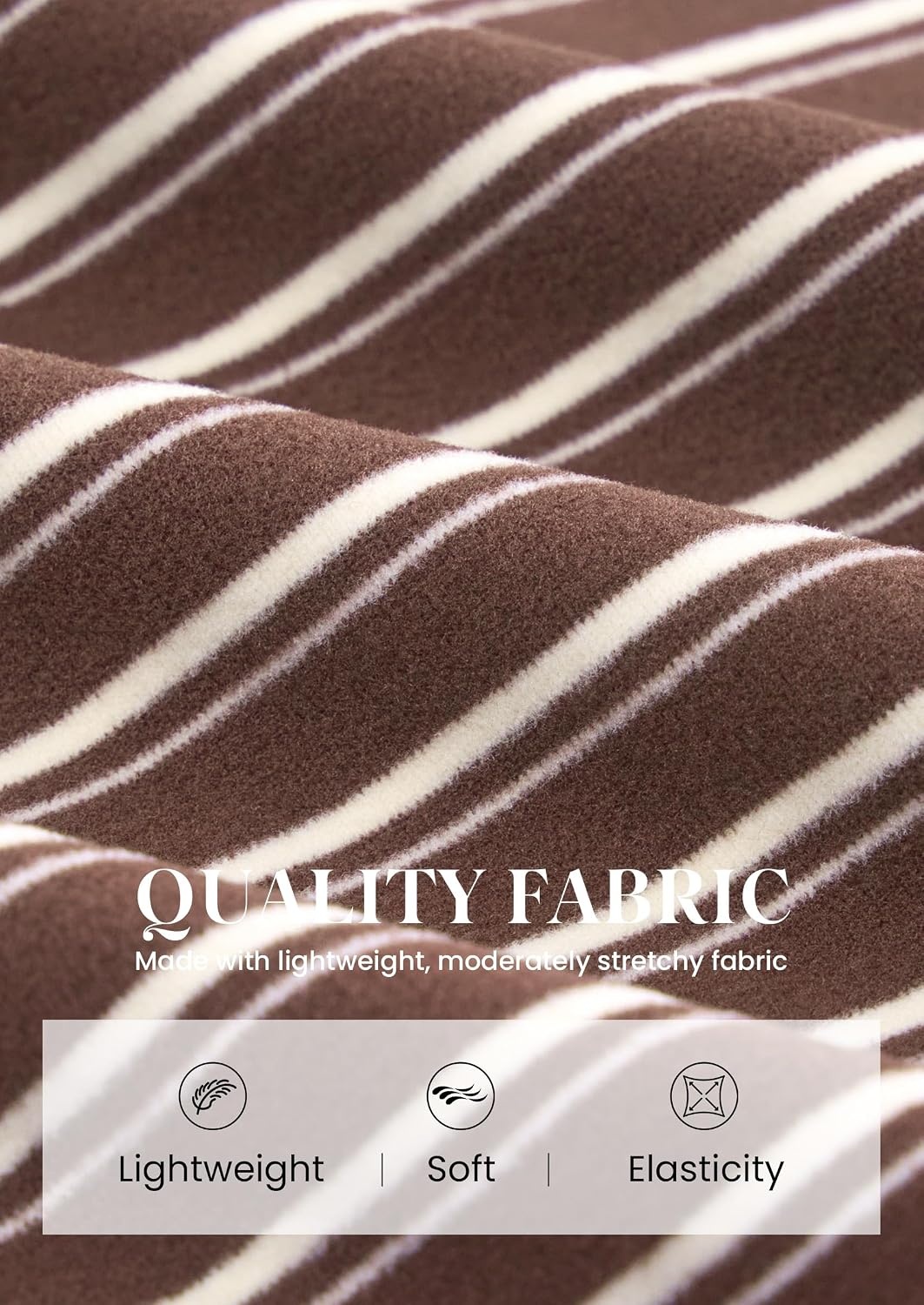 image:imagePRETTYGARDEN Women 2 Piece Striped Lounge Sets Soft Cozy Knit Matching Airport Travel Outfits Long Sleeve Shirts Wide Leg Pants Pockets Fall Winter Comfy Casual ClothesStriped Brown White