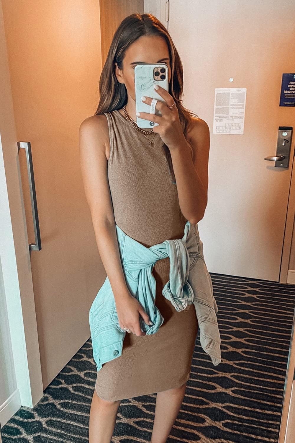 image:imagePRETTYGARDEN Womens Summer Ribbed Bodycon Midi Dresses Soft Stretchy Knit Sleeveless Tank Dress Slim Fitted Elegant Spring Outfit for Work Vacation Travel Date Night PartyCoffee