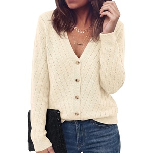 PRETTYGARDEN Women’s Cozy Cardigan Sweater with Button | V Neck Long Sleeve Tops, Open Front for Fall Clothes 2026, Knit Winter Clothing, Solid Bussiness Casual & Vacation Outfits(Apricot)