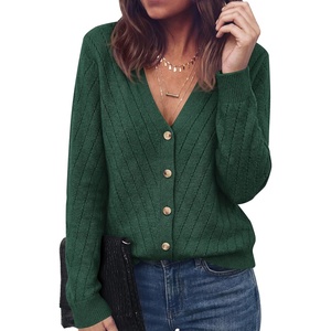 PRETTYGARDEN Women’s Cozy Cardigan Sweater with Button | V Neck Long Sleeve Tops, Open Front for Fall Clothes 2026, Knit Winter Clothing, Solid Bussiness Casual & Vacation Outfits(Dark Green)
