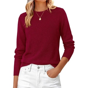 PRETTYGARDEN Womens Fall Basic Long Sleeve Sweater | Soft Knit Fabric, Classic Crew Neck Sweaters, Loose Fit Sweater, Casual Going Out Outfits, 2026 Winter Trendy Clothes(Wine Red)