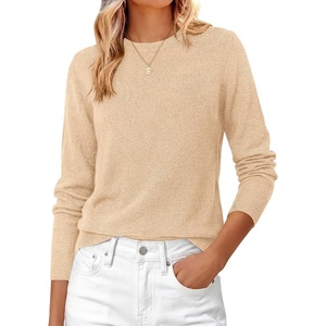 PRETTYGARDEN Womens Fall Basic Long Sleeve Sweater | Soft Knit Fabric, Classic Crew Neck Sweaters, Loose Fit Sweater, Casual Going Out Outfits, 2026 Winter Trendy Clothes(Light Khaki)