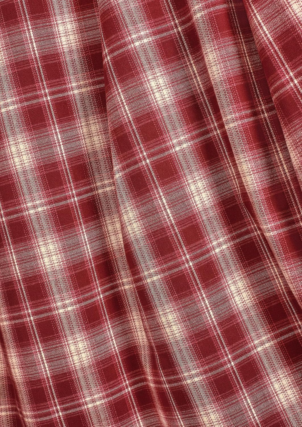 image:imagePRETTYGARDEN Womens Plaid High Waisted ALine Midi Skirts Elastic Waistband Long Flowy Skirt Classic Tartan Print Vintage Style Casual amp Formal Wear Fall Outfits Winter ClothingRed