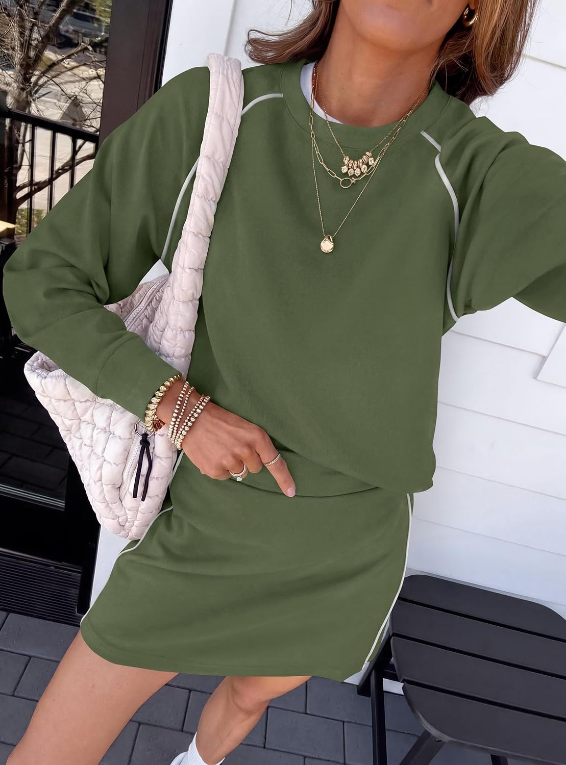 image:imagePRETTYGARDEN Womens Two Piece Airport Outfits Matching Skirt SetsArmy Green