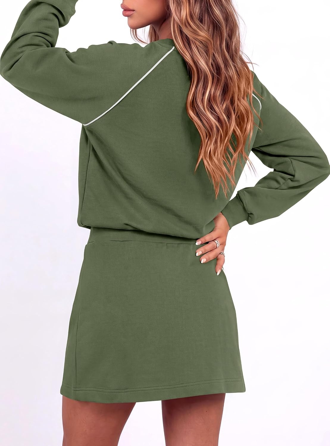 image:imagePRETTYGARDEN Womens Two Piece Airport Outfits Matching Skirt SetsArmy Green